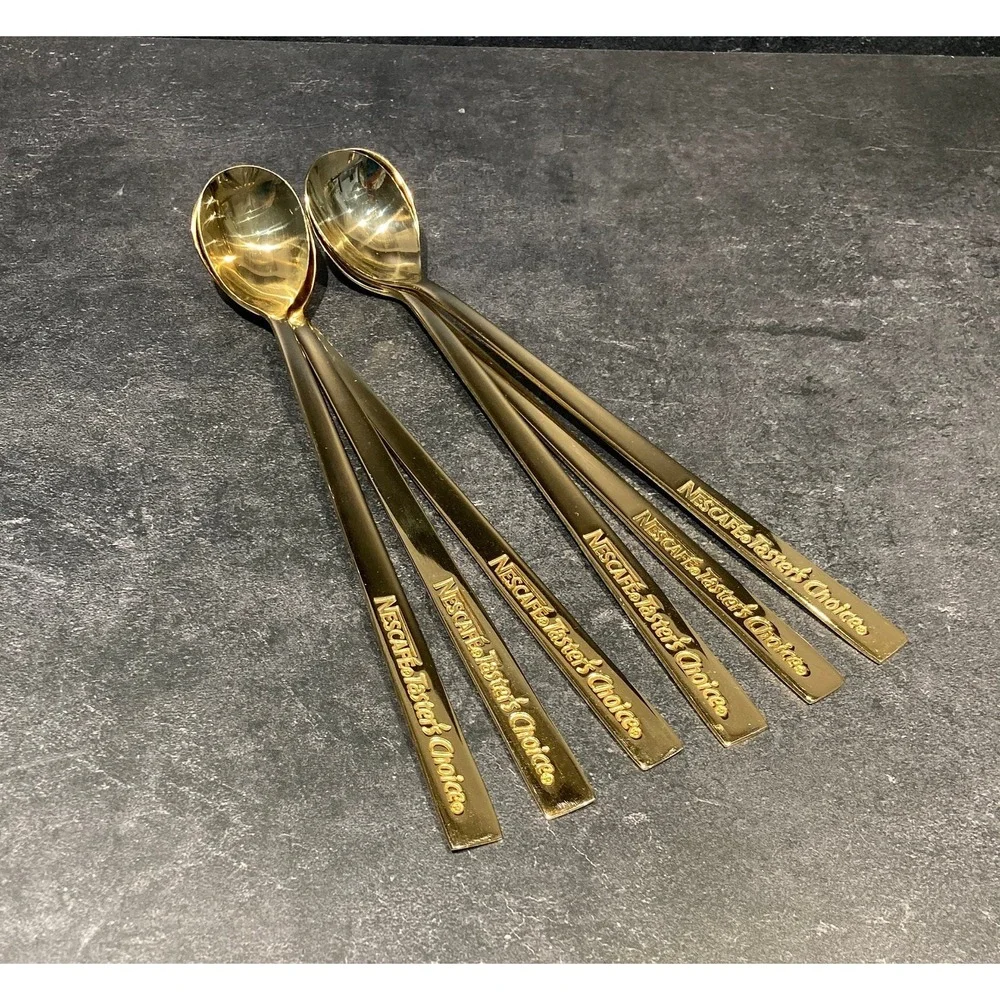 6 Nescafe Taster's Choice 24K Gold Plated Measuring Stir Spoon 9